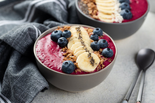 Close up image of an acai bowl